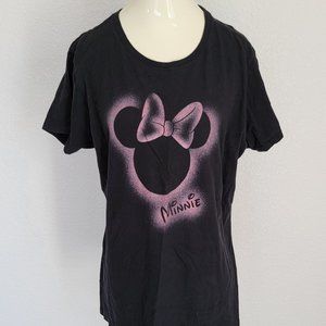 Port & Company DISNEY T Shirt Black With Pink Minnie Mouse Design Size XL